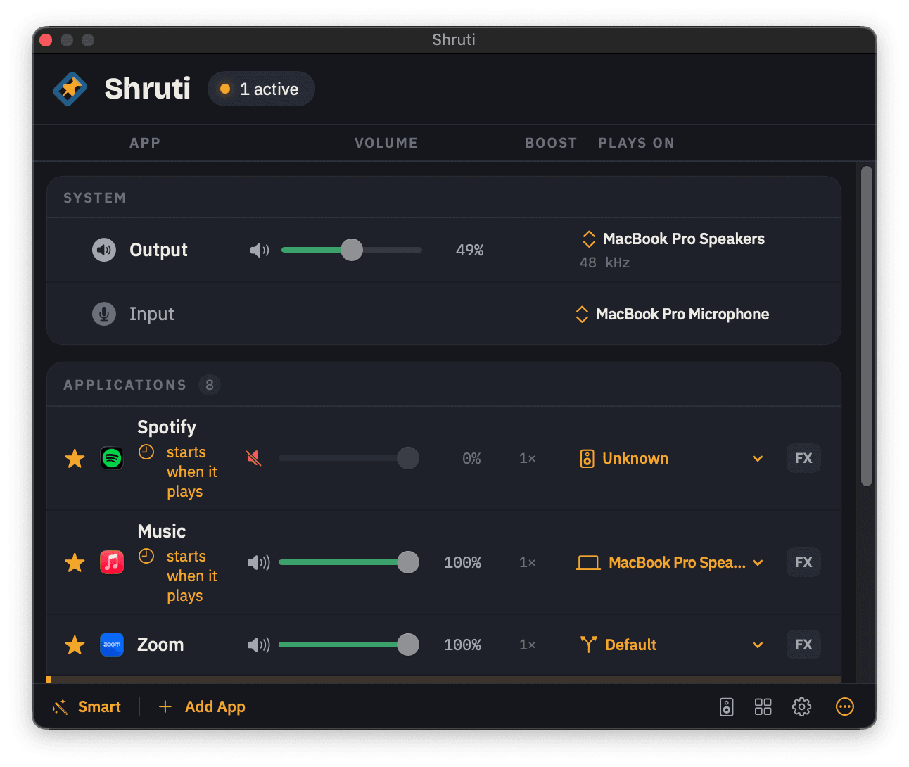 Shruti app interface